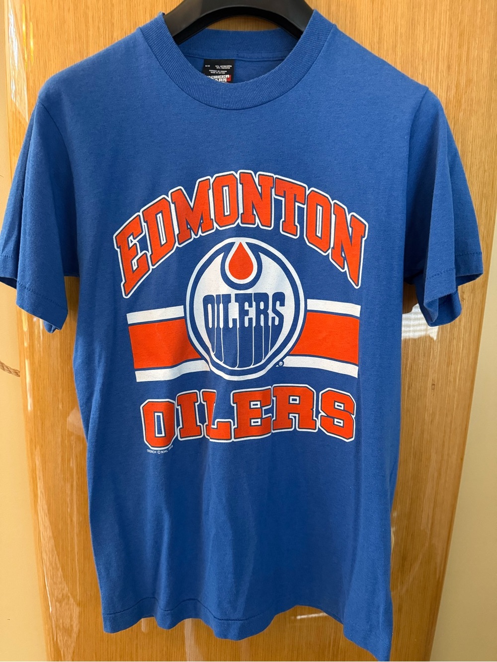 1988 Edmonton Oilers Blue Graphic Tee - Team Logo T-Shirt